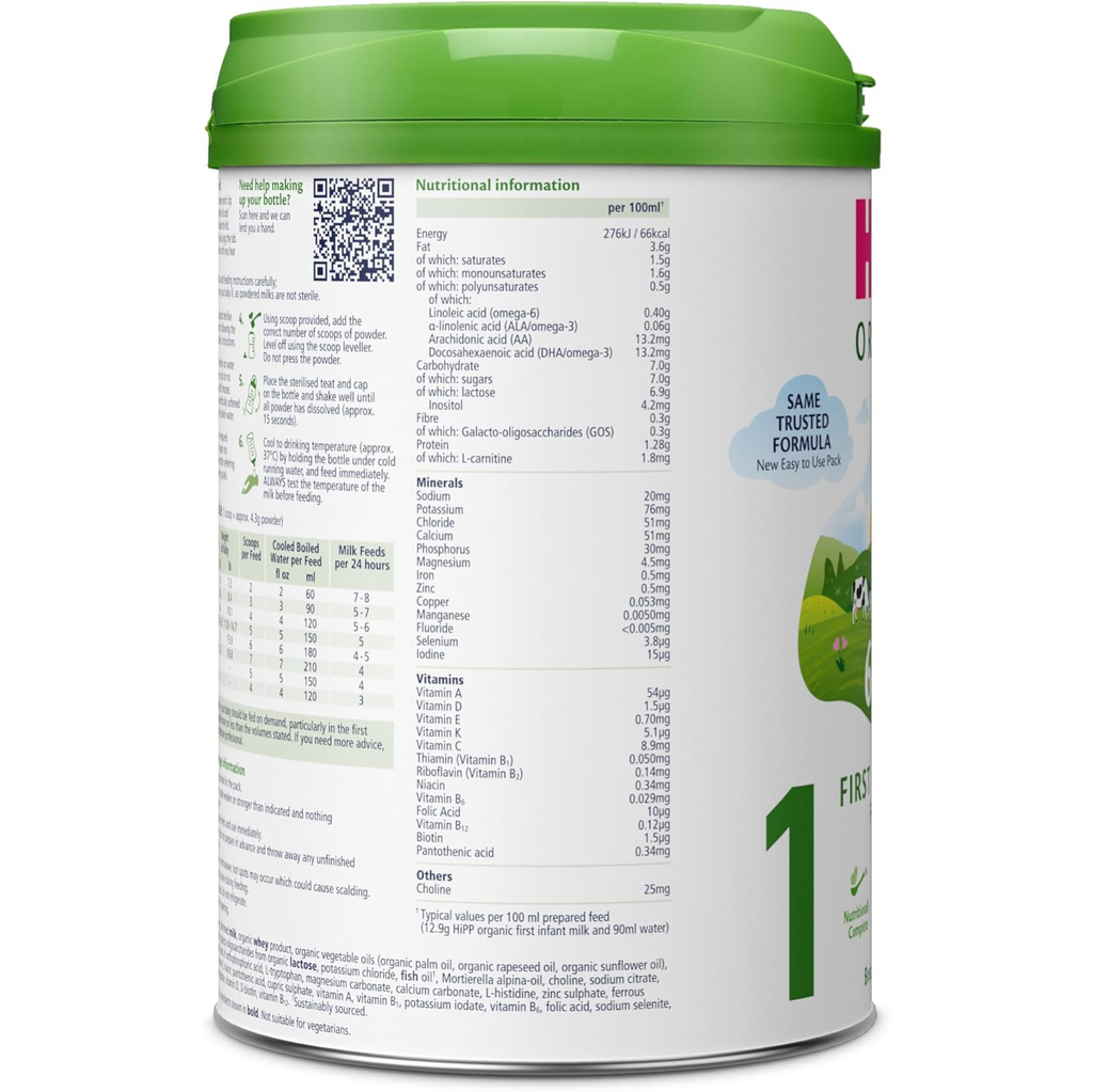 HiPP Organic 1 First Infant Baby Milk Powder Formula, 800g (Pack of 6)