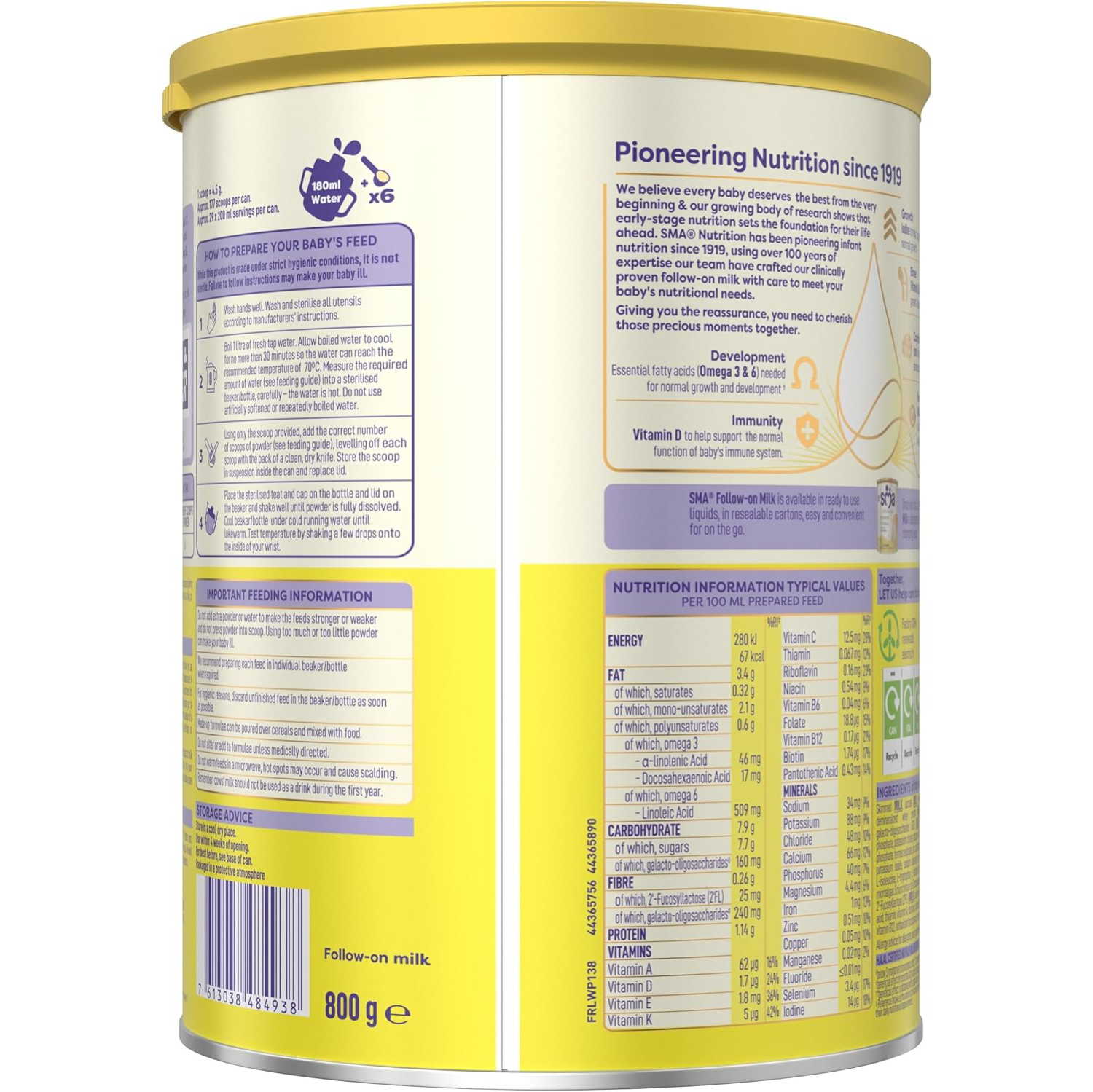SMA Follow-on Baby Milk Powder Formula, 6-12 Months, 800g