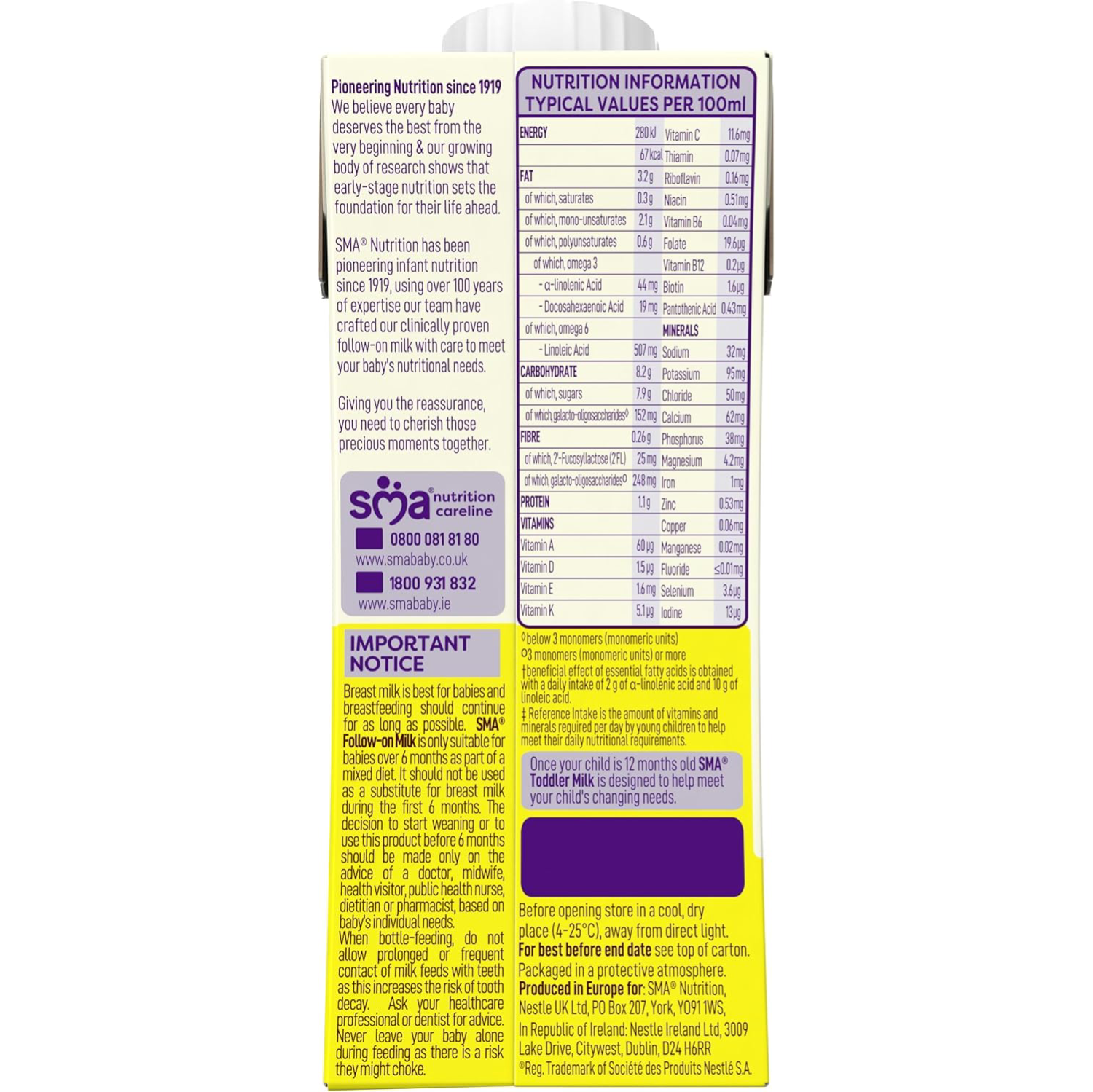SMA PRO Follow On Baby Milk Ready To Drink, 6 Months+, 200ml (Pack of 12)