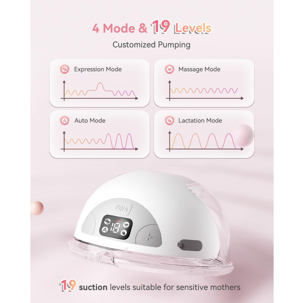 KISSBOBO K5 Electric Wearable Breast Pump, Hands-Free with 19 Levels & 4 Modes, Beige (2 Pack)