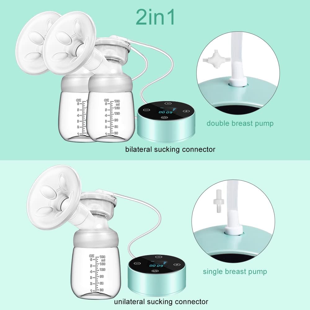 PiAEK Electric Breast Pump, Dual Rechargeable with 3 Modes & 10 Levels