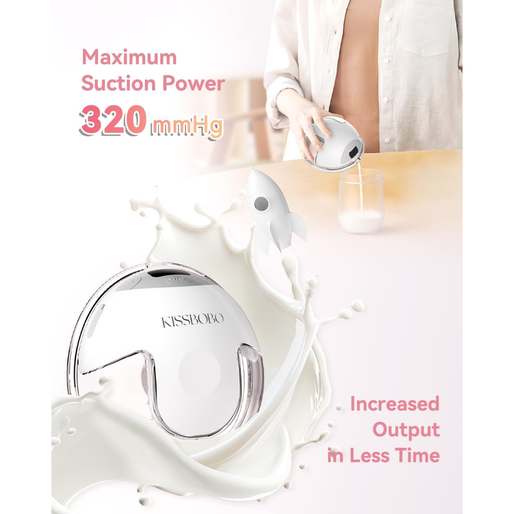 KISSBOBO K5 Electric Wearable Breast Pump, Hands-Free with 19 Levels & 4 Modes, Beige (2 Pack)