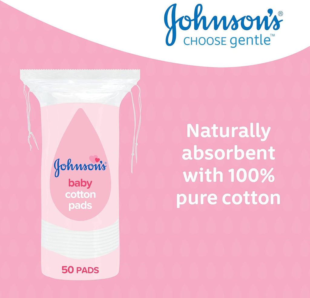 Johnson's Baby Cotton Pads, 600 Count (Pack of 12 x 50)
