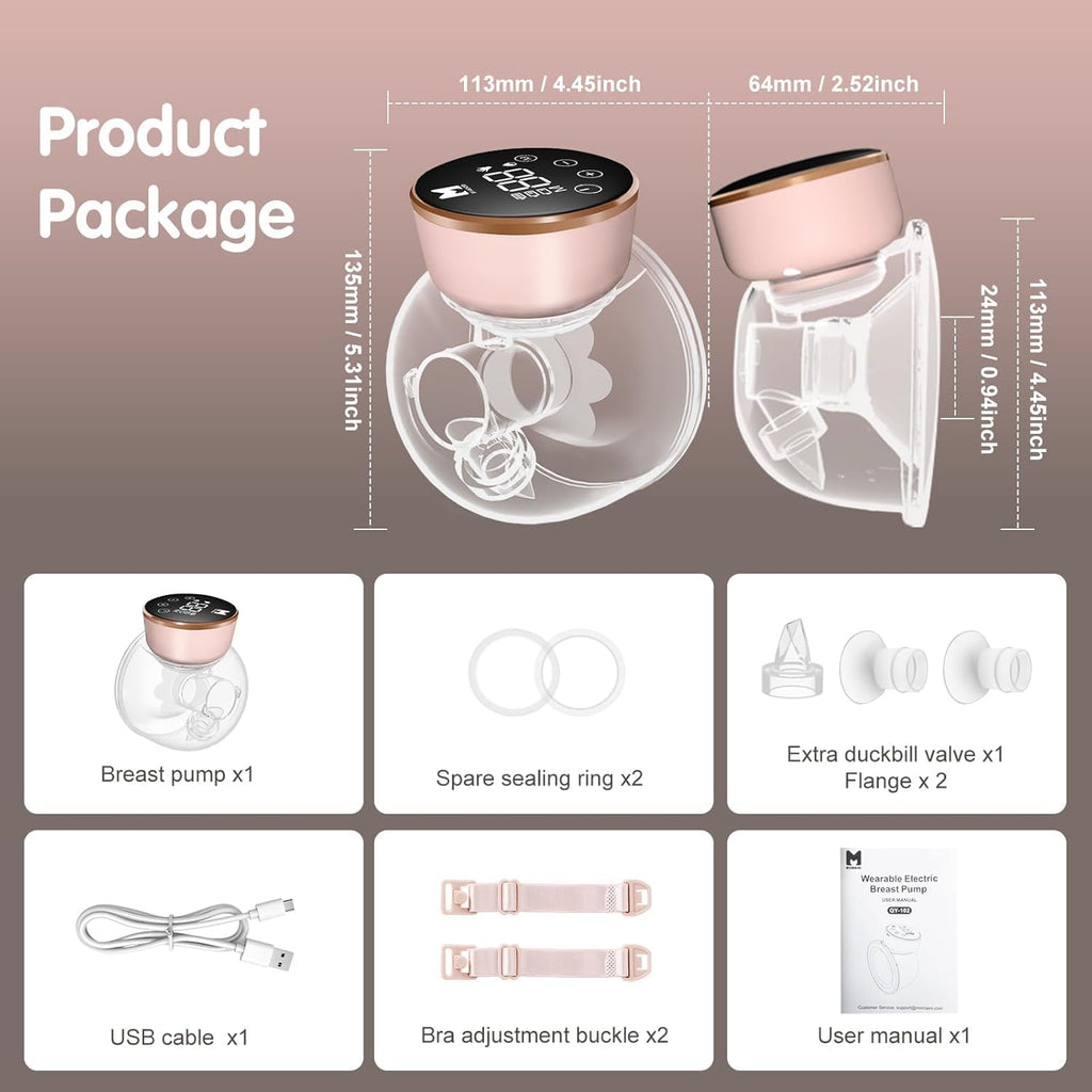 MOMAINI Wearable Breast Pump, Hands-Free & Ultra Quiet with 3 Modes & 9 Levels