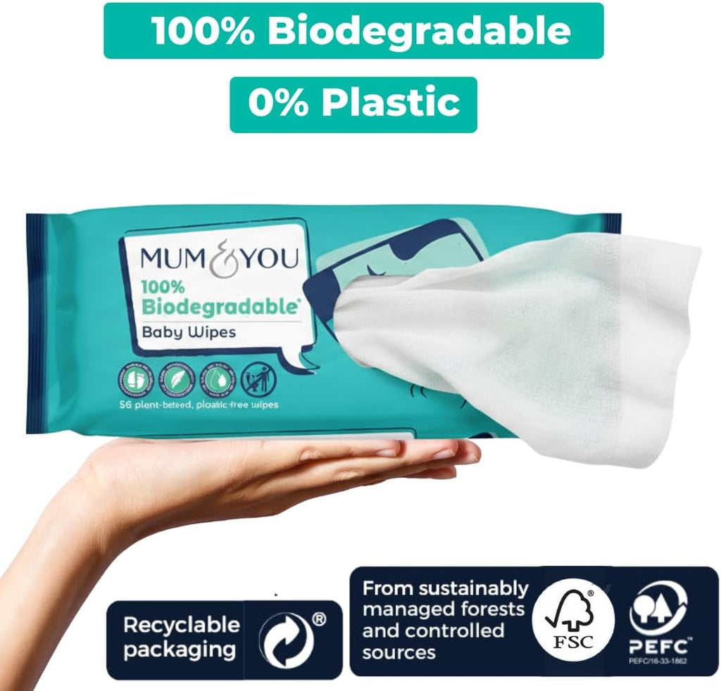 Mum & You Baby Wipes - Biodegradable, 336 Count (6 Packs)