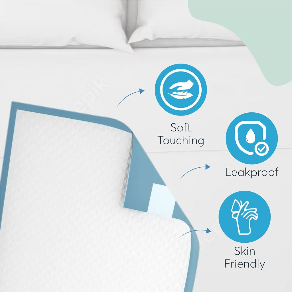 ViraCare Disposable Incontinence Bed Pads with Self-Adhesive Tabs, 60 x 90 cm (Pack of 100)