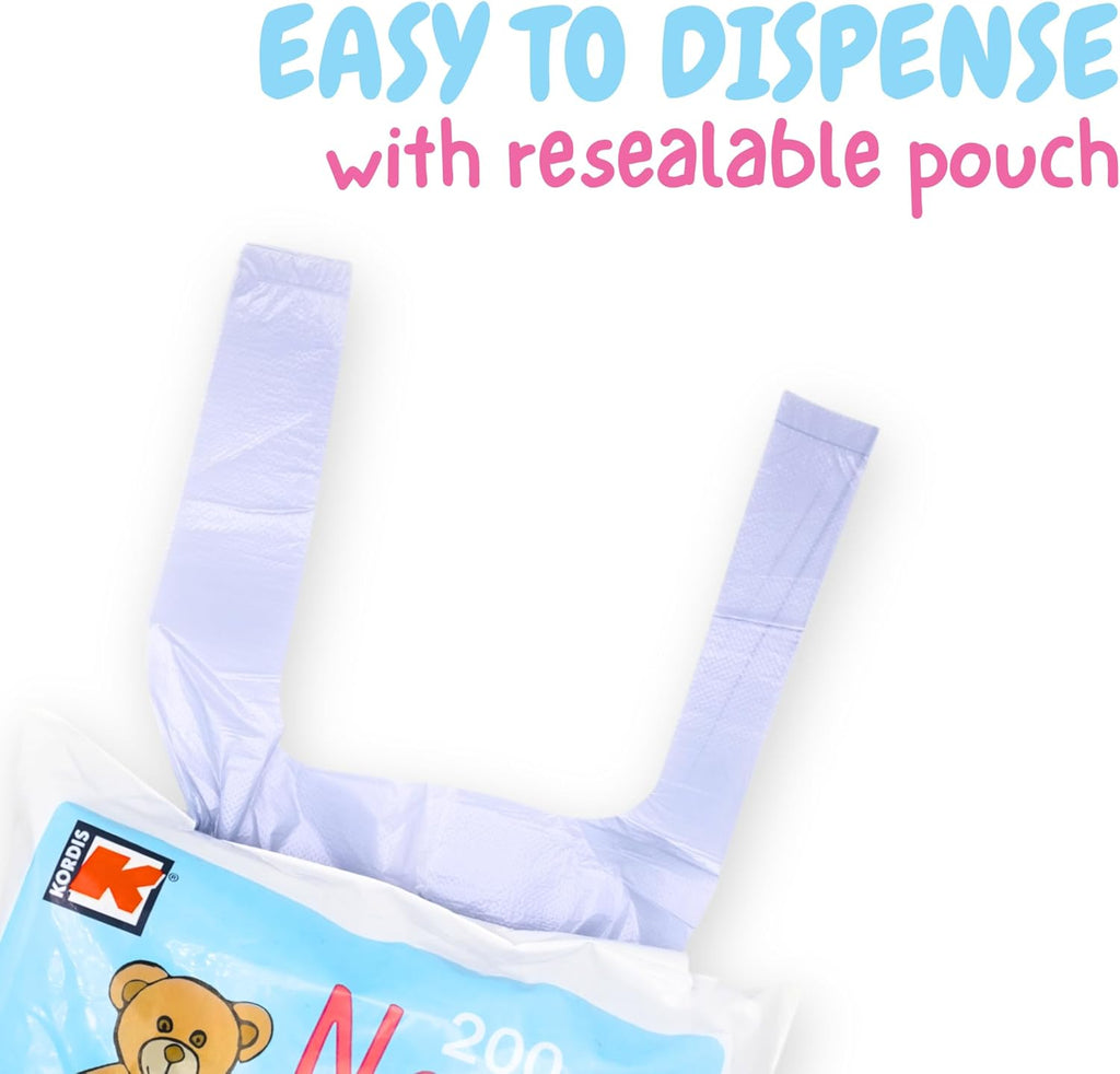 Kordis Disposable Nappy Bags - Scented with Tie Handles, 29.5 x 36 cm (Pack of 600)