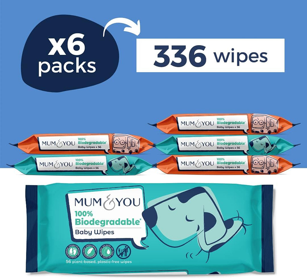 Mum & You Baby Wipes - Biodegradable, 336 Count (6 Packs)