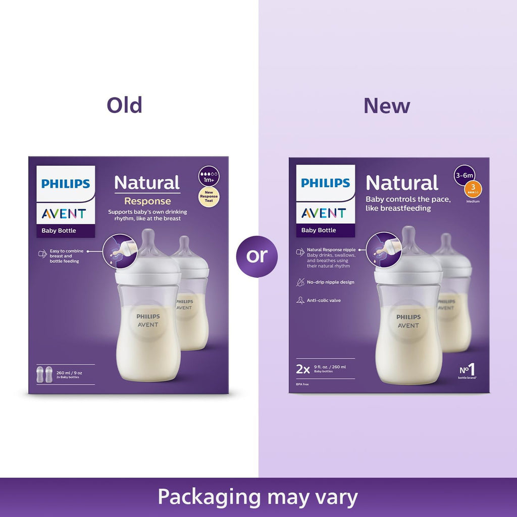 Philips Avent Natural Response Baby Bottle, 260ml (Pack of 2) - Model SCY903/02