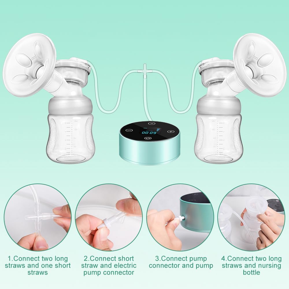 PiAEK Electric Breast Pump, Dual Rechargeable with 3 Modes & 10 Levels