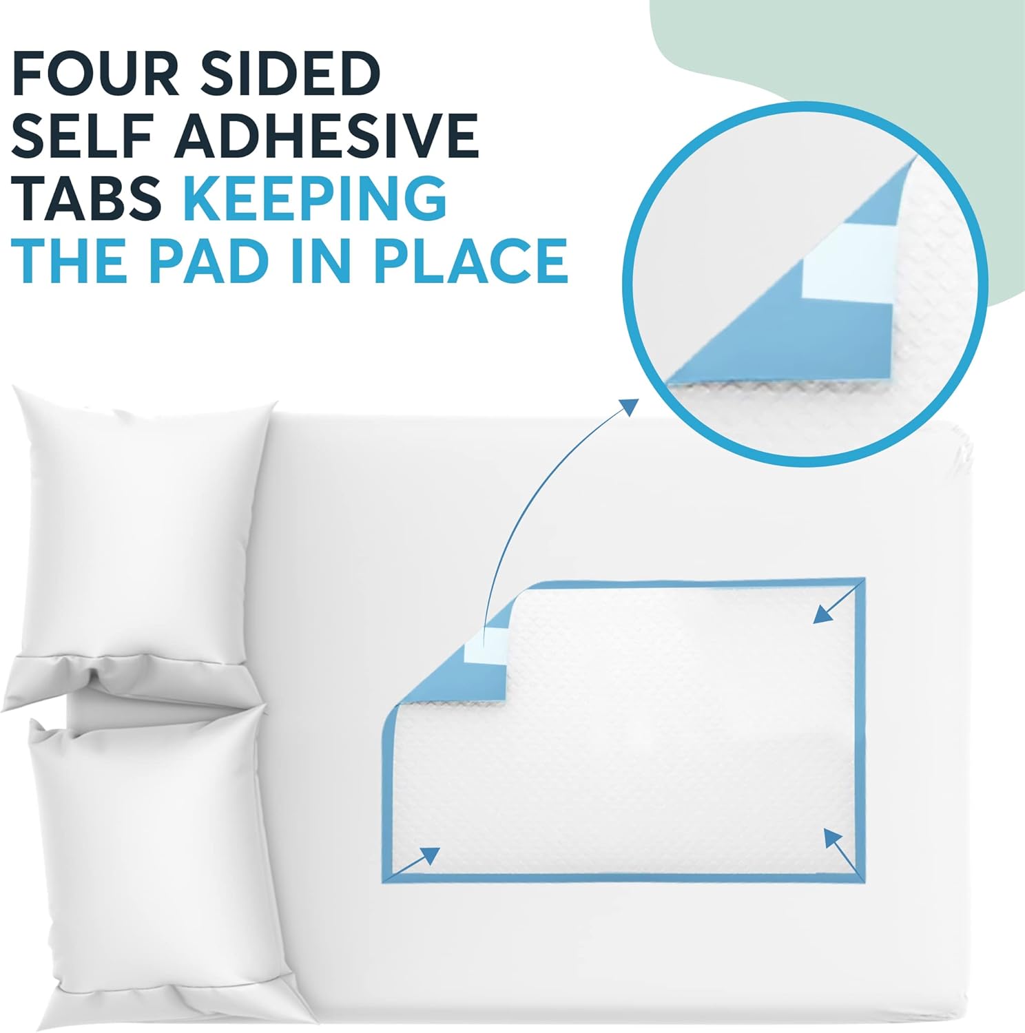 ViraCare Disposable Incontinence Bed Pads with Self-Adhesive Tabs, 60 x 90 cm (Pack of 100)