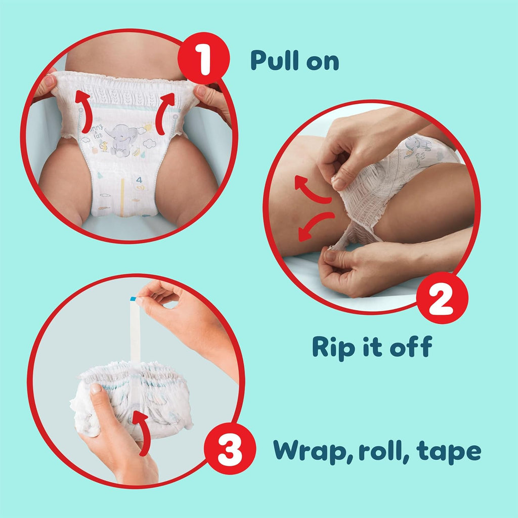 Pampers Premium Protection Nappy Pants Size 4 (9-15kg) - 168 Pack + Harmonie Aqua Wipes