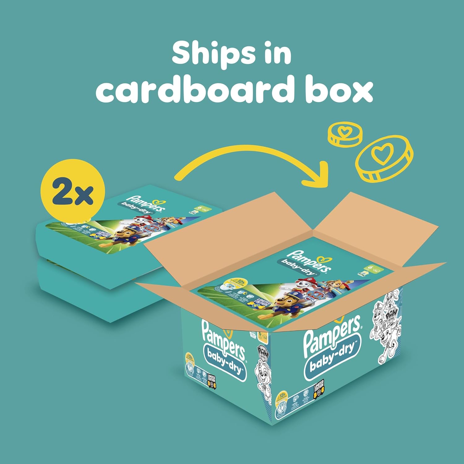 Pampers Baby-Dry Paw Patrol Size 6 Nappies (13-18kg) - 164 Pack