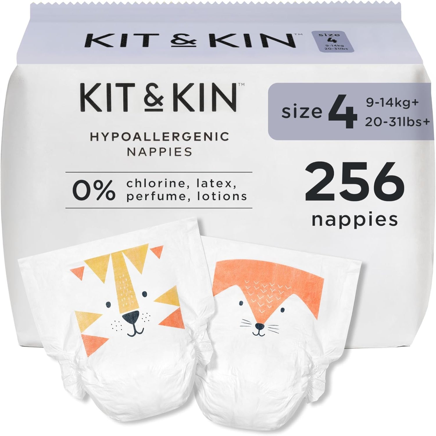Kit & Kin Premium Baby Nappies Size 4 (9-14kg) - 256 Pack