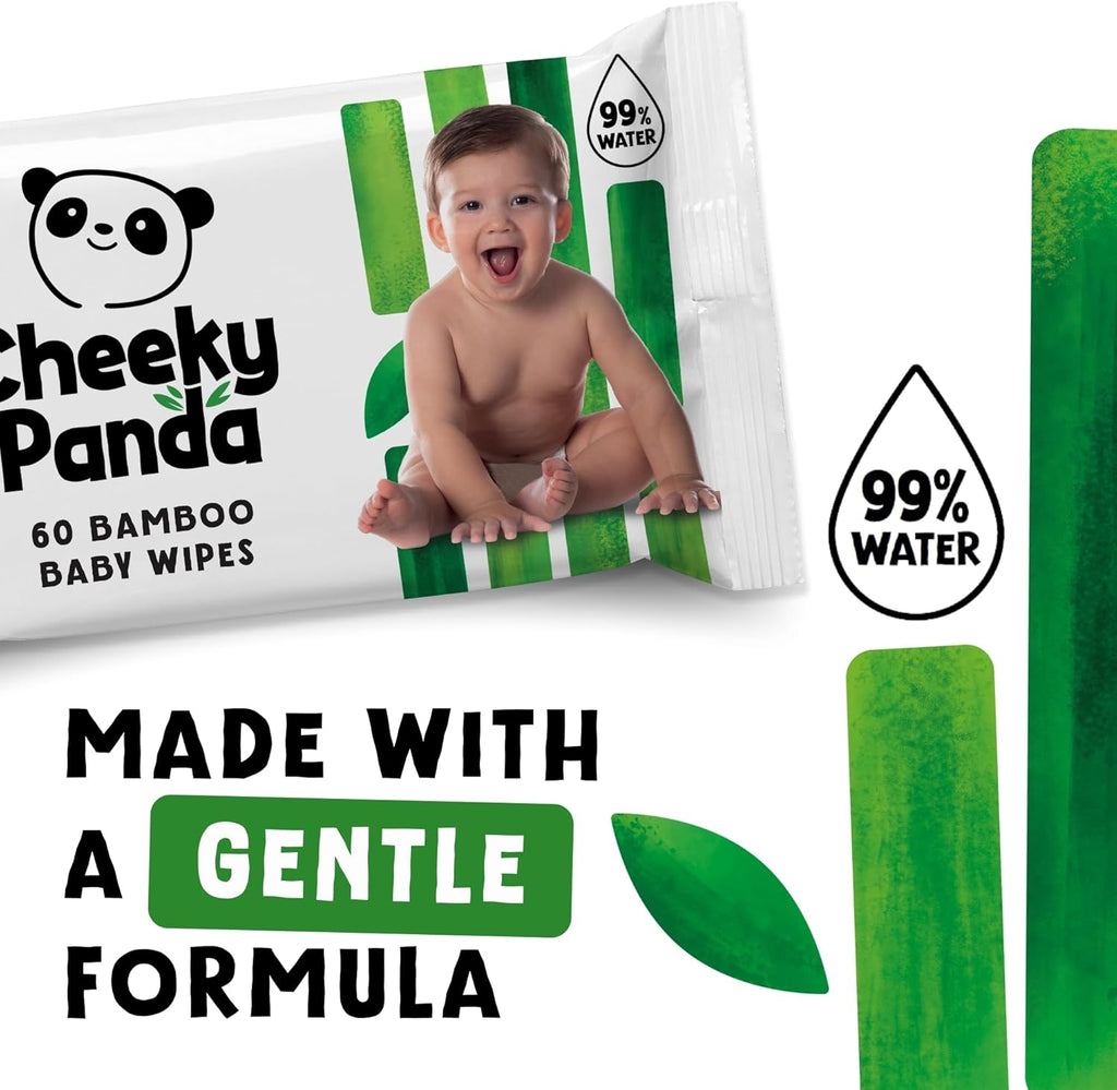 The Cheeky Panda Bamboo Biodegradable Baby Wipes 720 Count (12 Packs)