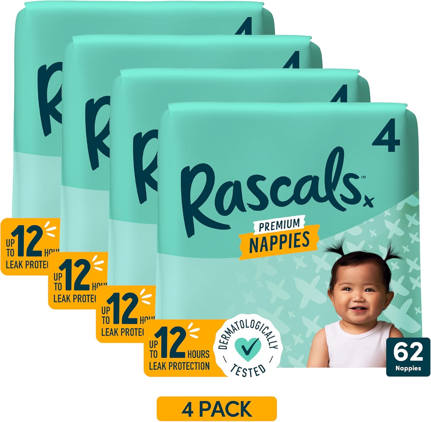 Rascals Premium Nappies Size 4 - 248 Pack