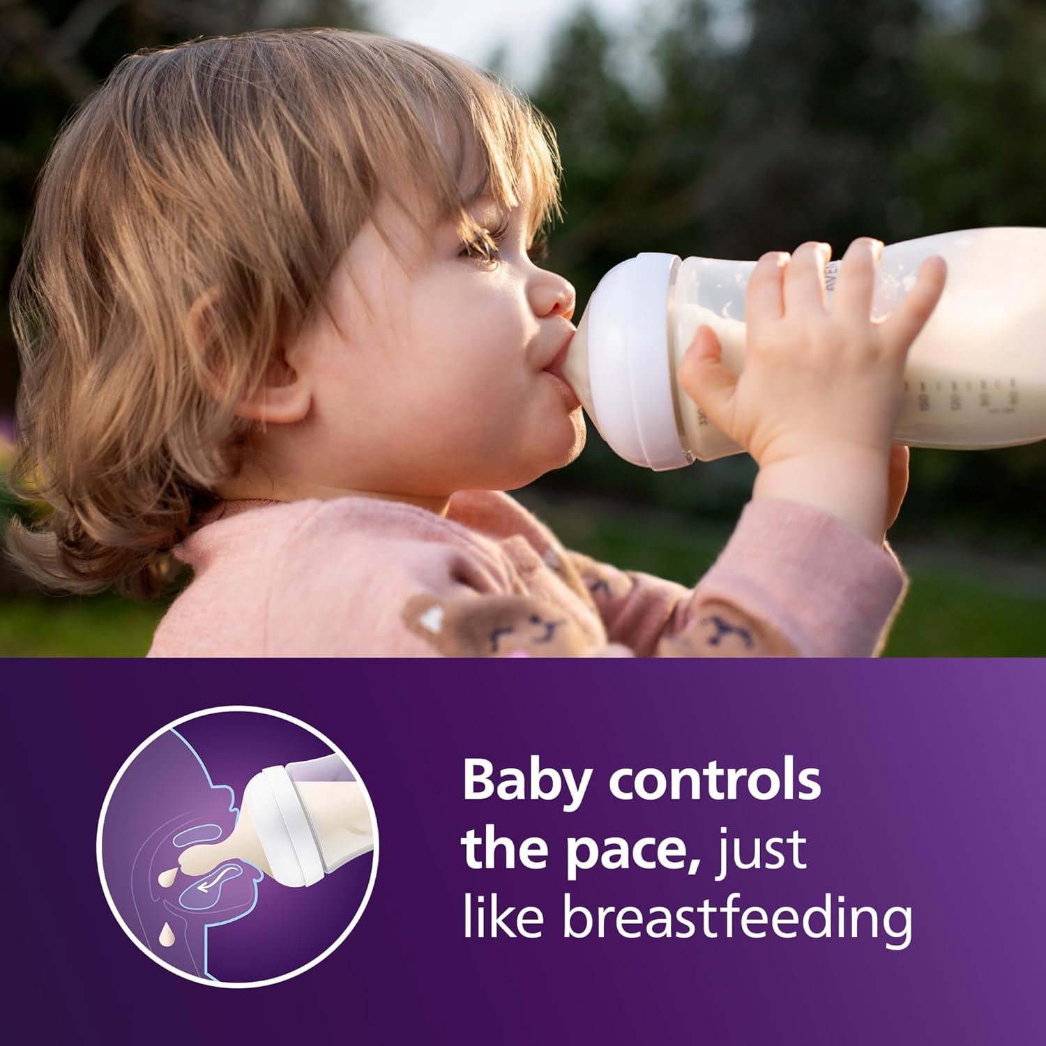 Philips AVENT Natural Baby Bottle with Natural Response Teat, 330ml (Pack of 2) - Model SCY906/02