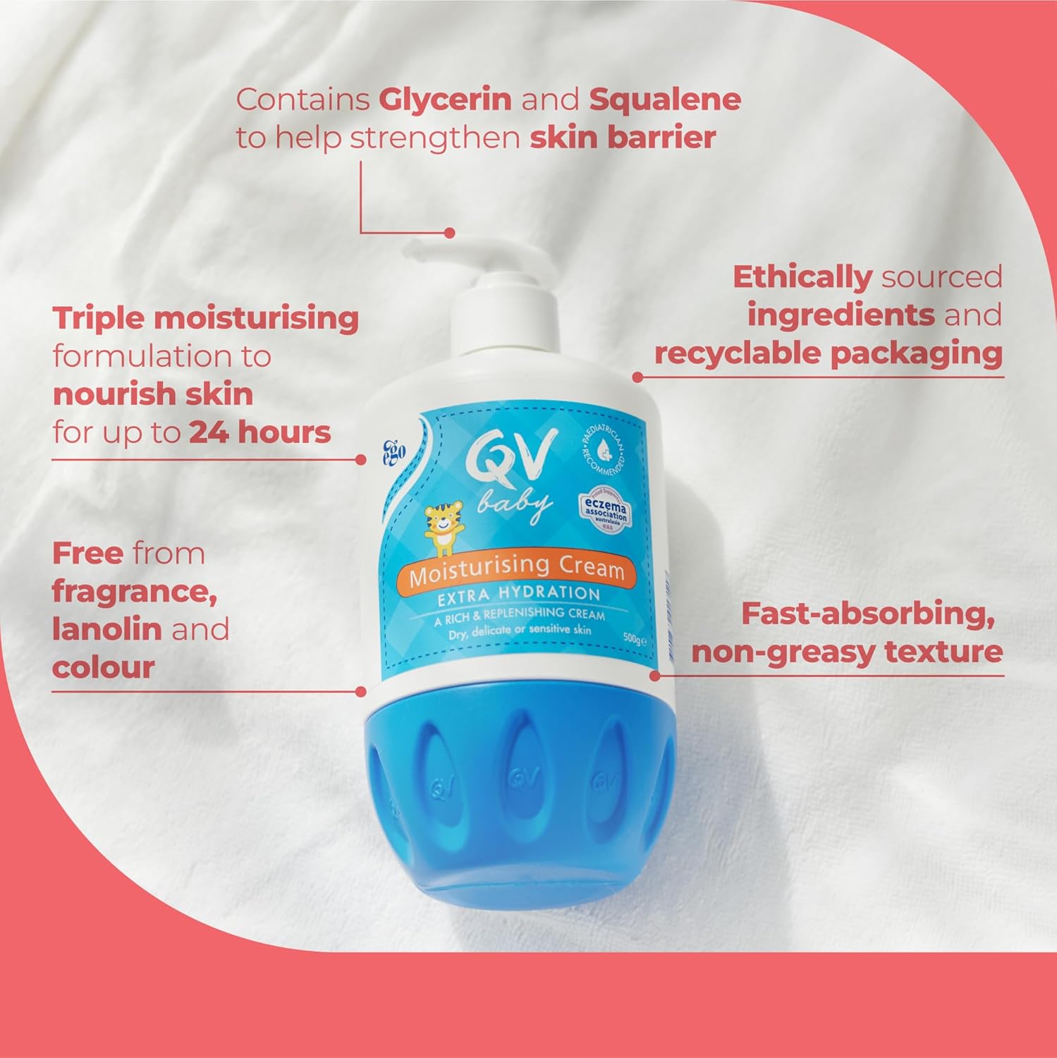 QV Baby Moisturising Cream, 500g - With Glycerin and Vitamin B3
