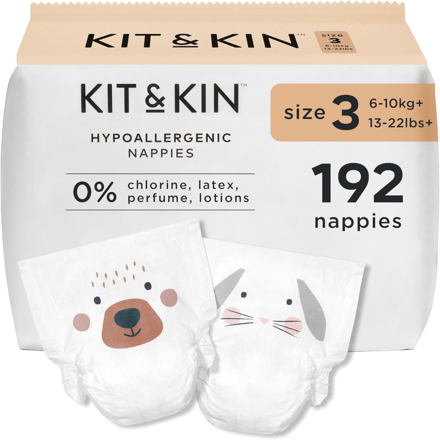 Kit & Kin Premium Baby Nappies Size 3 (6-10kg) - 192 Pack