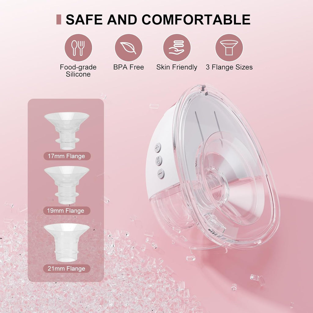 BaeMee Wearable Breast Pump Hands-Free with 4 Modes & 9 Levels, White (2 Pack)