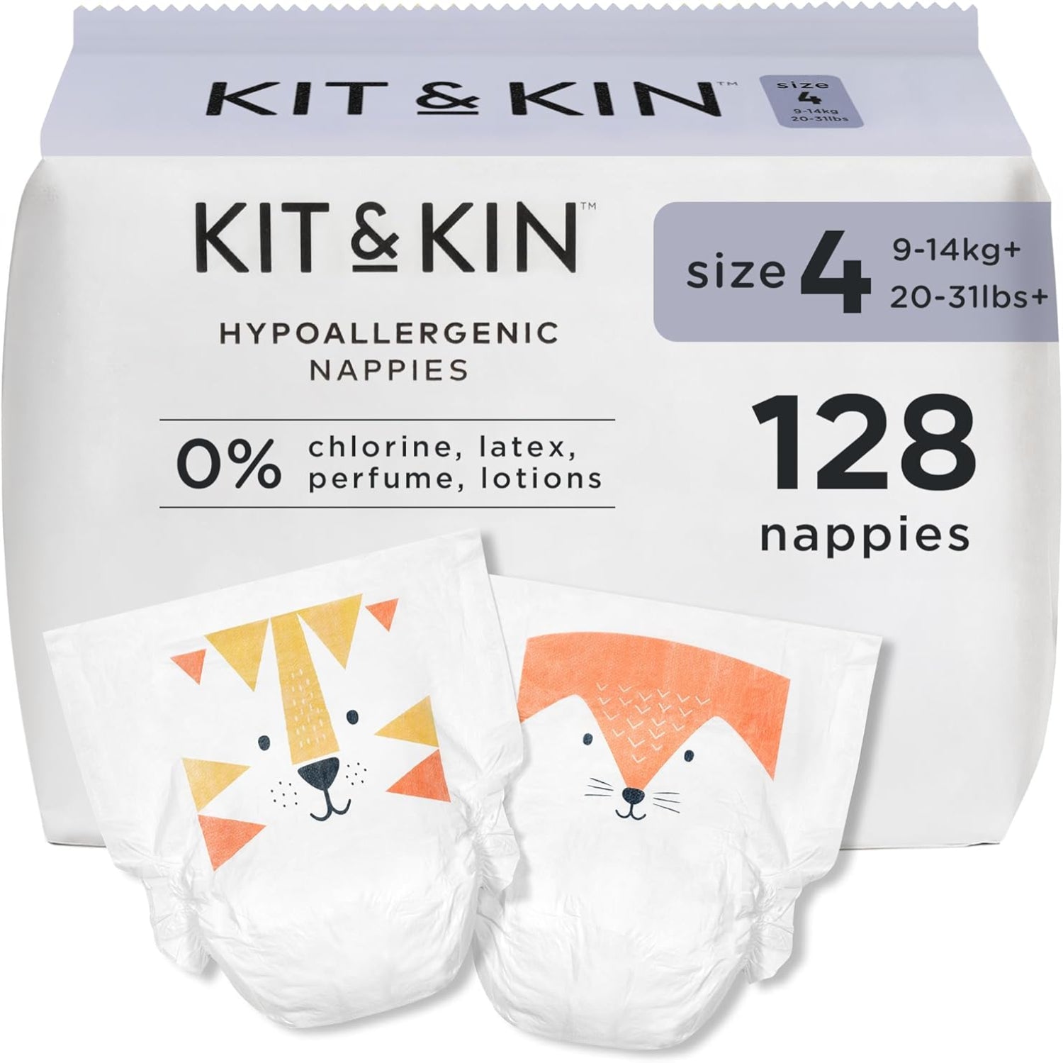 Kit & Kin Premium Baby Nappies Size 4 (9-14kg) - 128 Pack