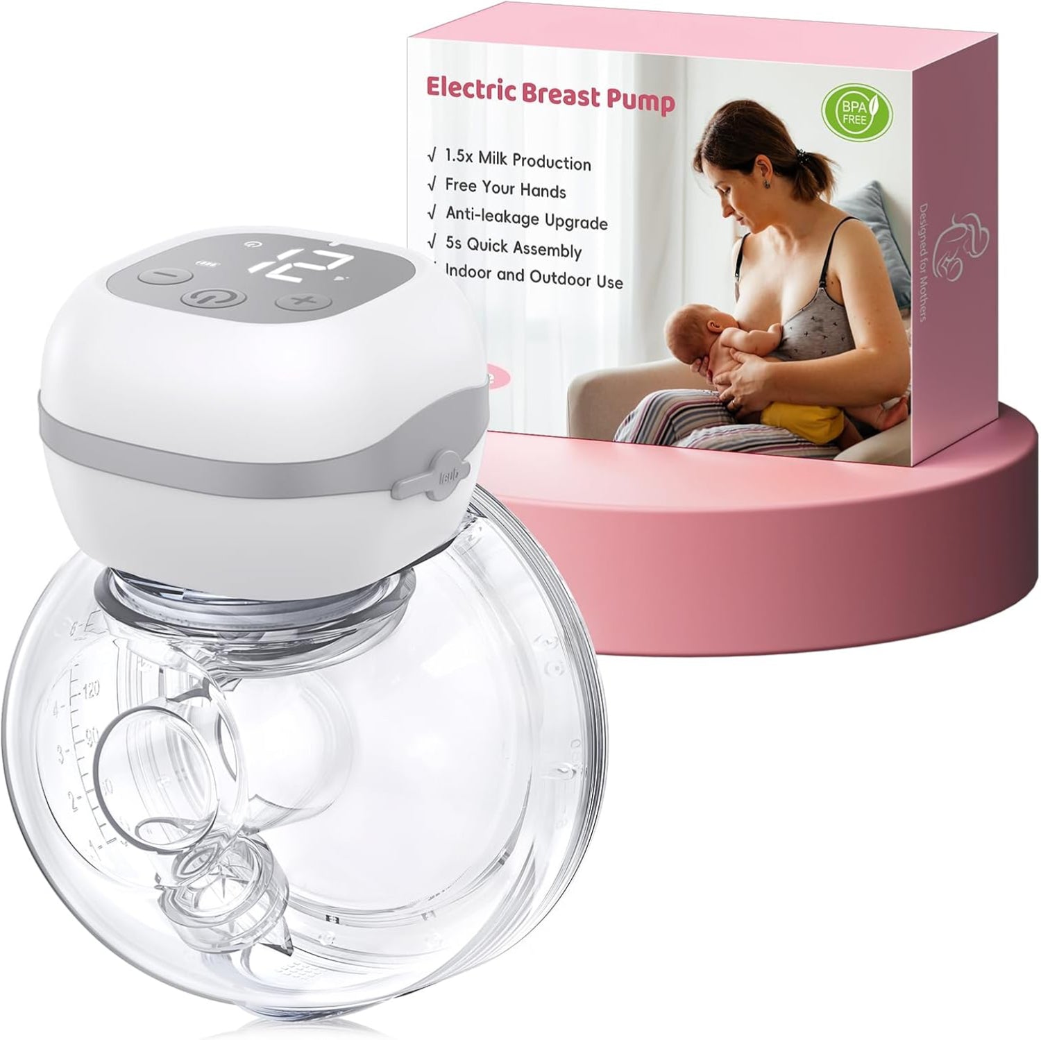 Haokoo Electric Wearable Breast Pump, Hands-Free & Ultra Quiet 40dB