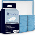 ViraCare Disposable Incontinence Bed Pads with Self-Adhesive Tabs, 60 x 90 cm (Pack of 100)