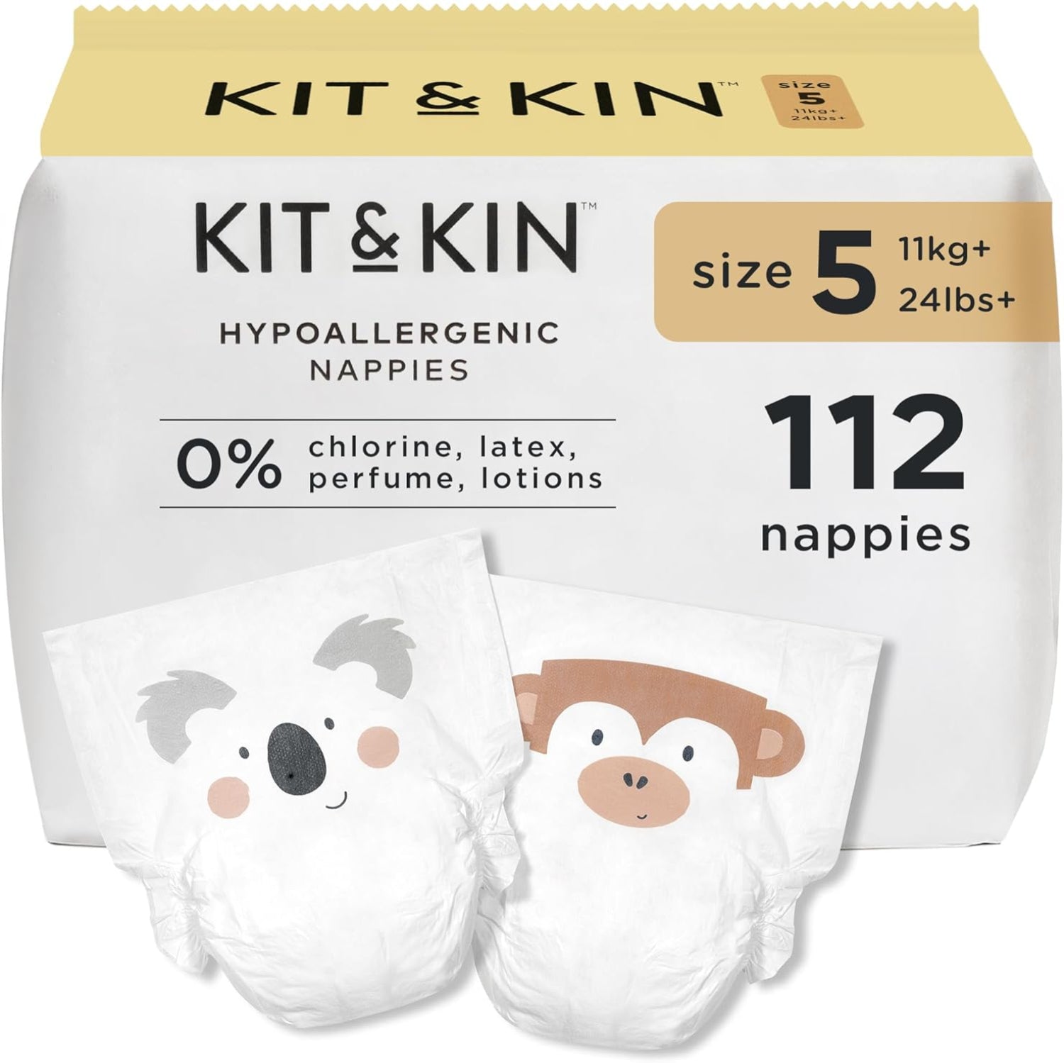 Kit & Kin Premium Baby Nappies Size 5 (11kg+) - 112 Pack