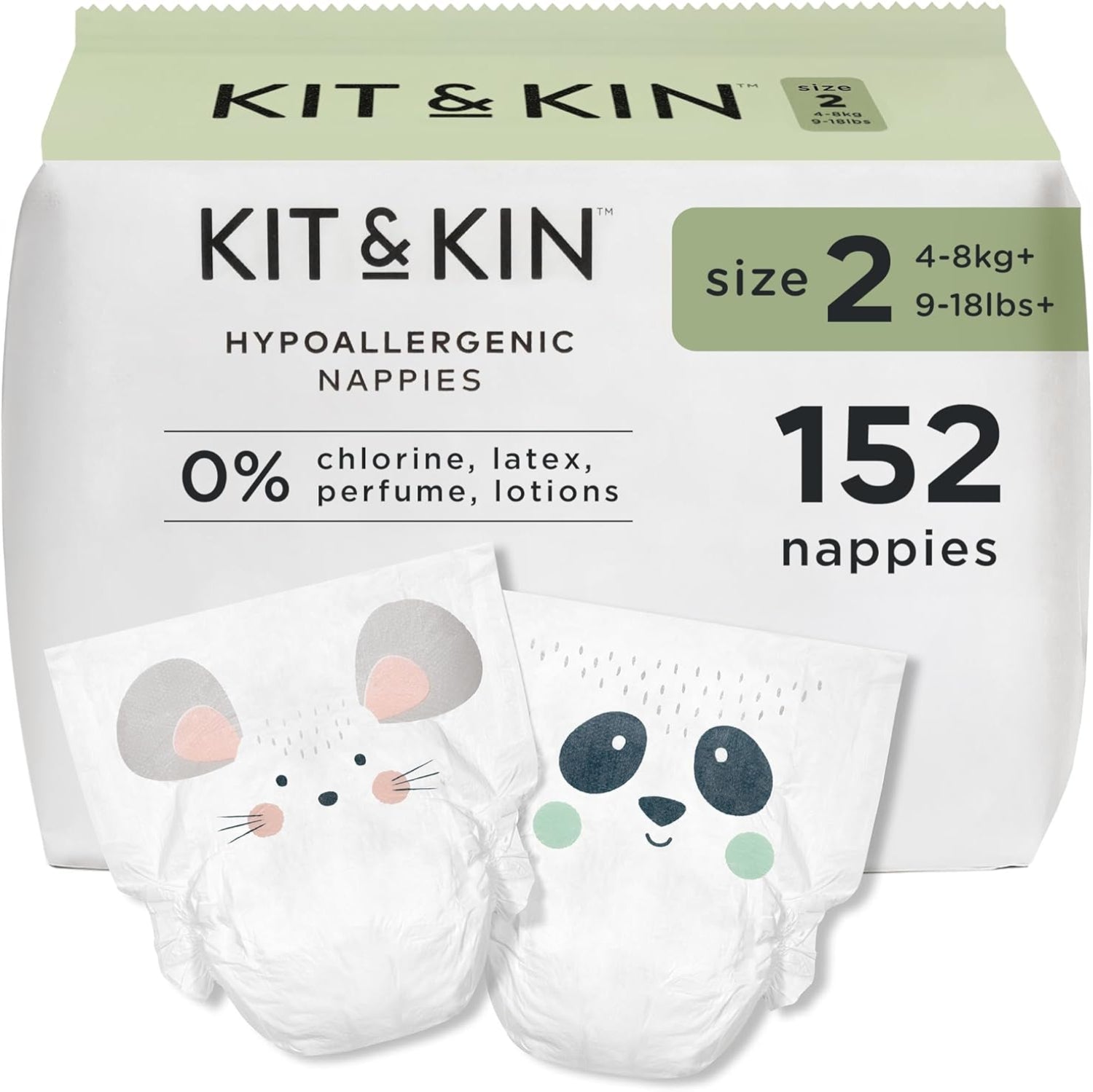 Kit & Kin Premium Baby Nappies Size 2 (4-8kg) - 152 Pack