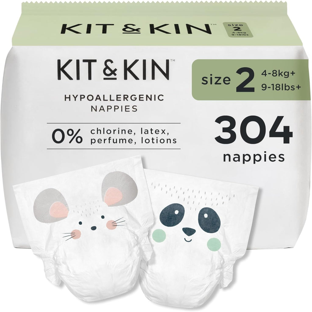 Kit & Kin Premium Baby Nappies Size 2 (4-8kg) - 304 Pack