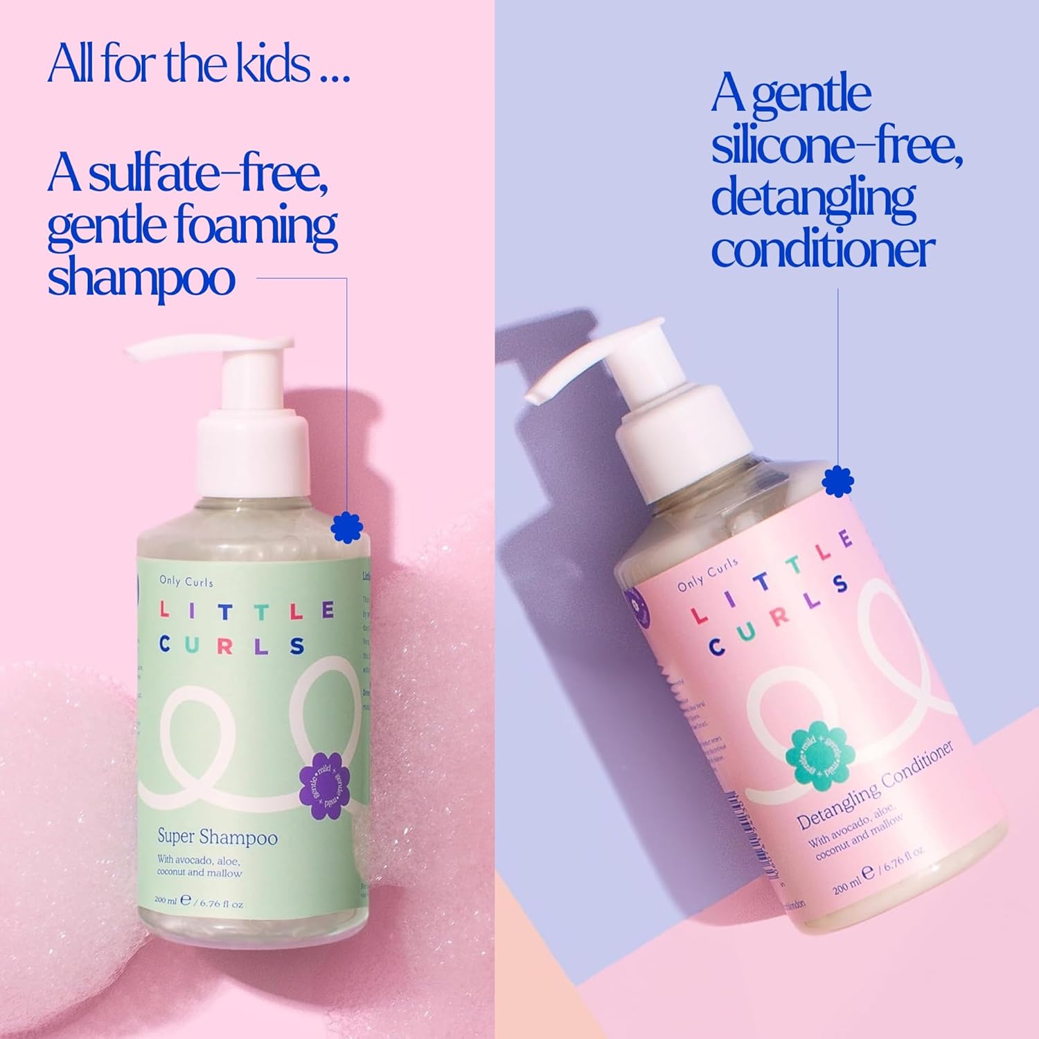 Only Curls Little Curls Super Shampoo & Detangling Conditioner Bundle, 200ml x2