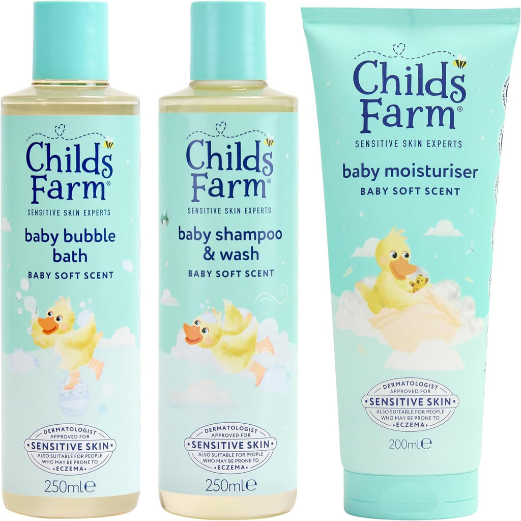 Childs Farm Baby Regime Bundle - Bubble Bath, Shampoo & Body Wash, Body Moisturiser