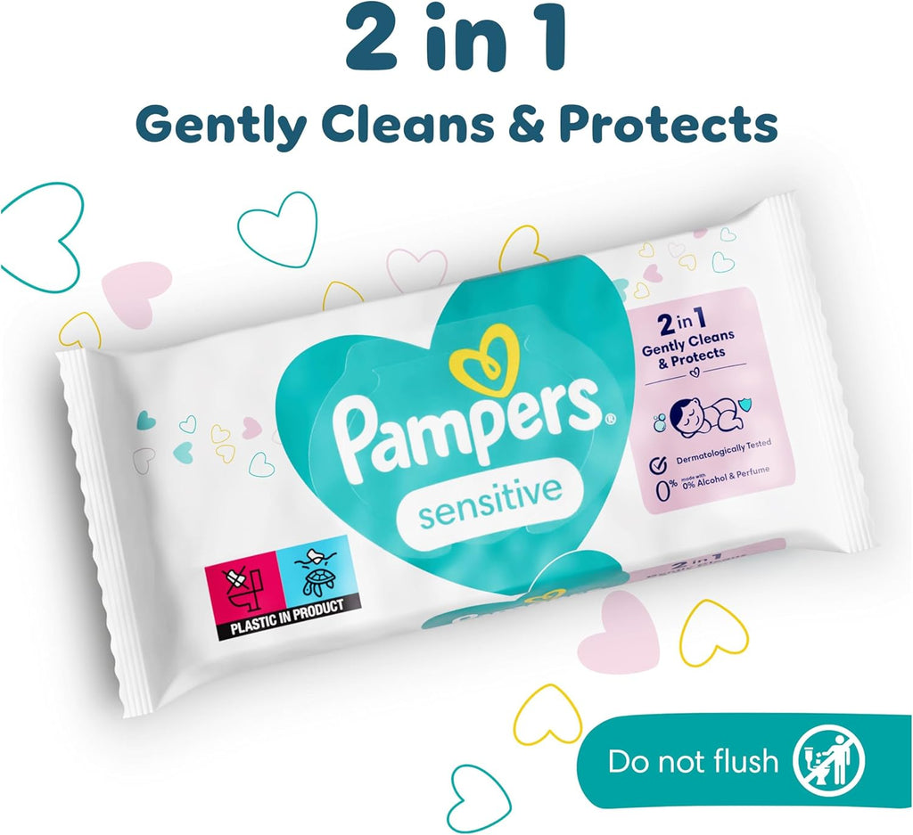 Pampers Sensitive Baby Wipes, 1200 Count (15 Packs), Unscented