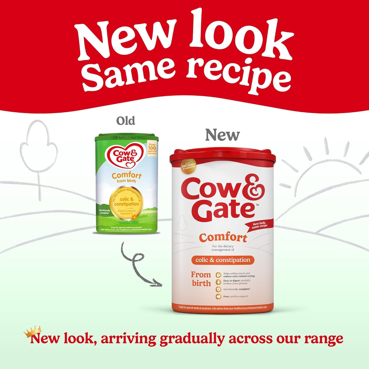 Cow & Gate Comfort Baby Milk Powder Formula, From Birth, 800g (Pack of 4)