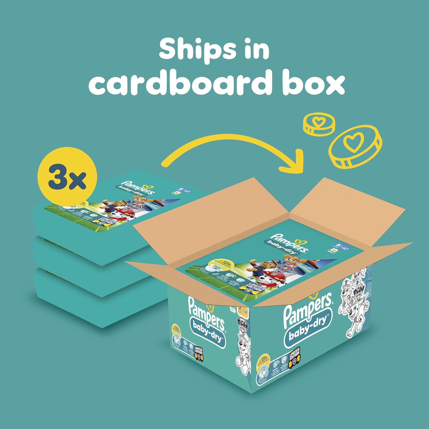 Pampers Baby-Dry Paw Patrol Size 5 Nappies (11-16kg) - 186 Pack