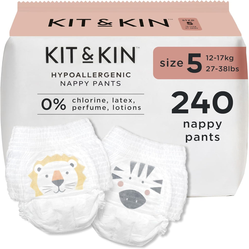 Kit & Kin Premium Eco Nappy Pants Size 5 (12-17kg) - 240 Pack