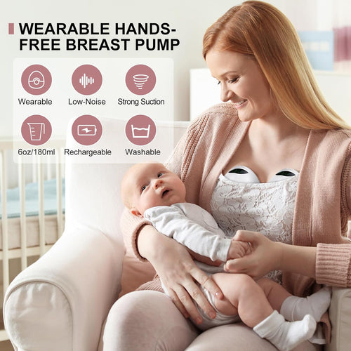 BaeMee Wearable Breast Pump Hands-Free with 4 Modes & 9 Levels, White (2 Pack)