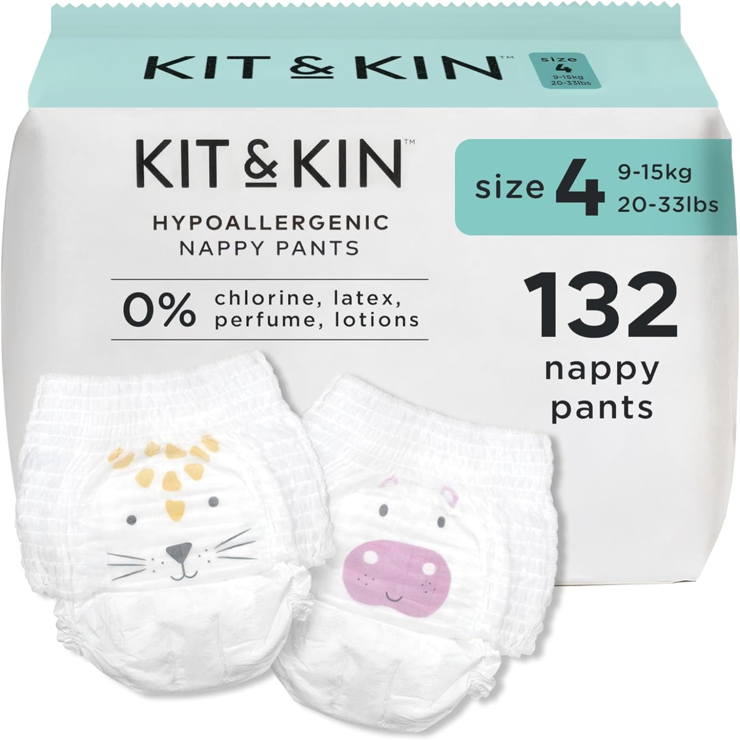 Kit & Kin Premium Nappy Pants Size 4 (9-15kg) - 132 Pack