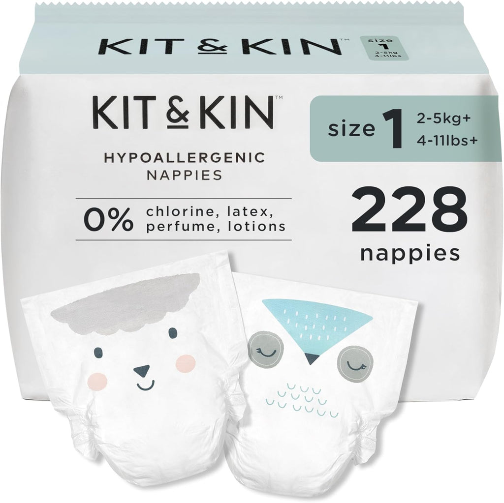 Kit & Kin Premium Baby Nappies Size 1 Newborn (2-5kg) - 228 Pack