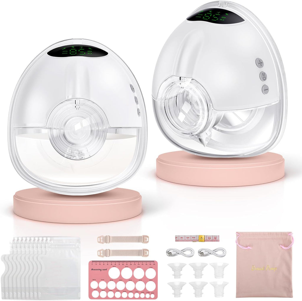 BaeMee Wearable Breast Pump Hands-Free with 4 Modes & 9 Levels, White (2 Pack)
