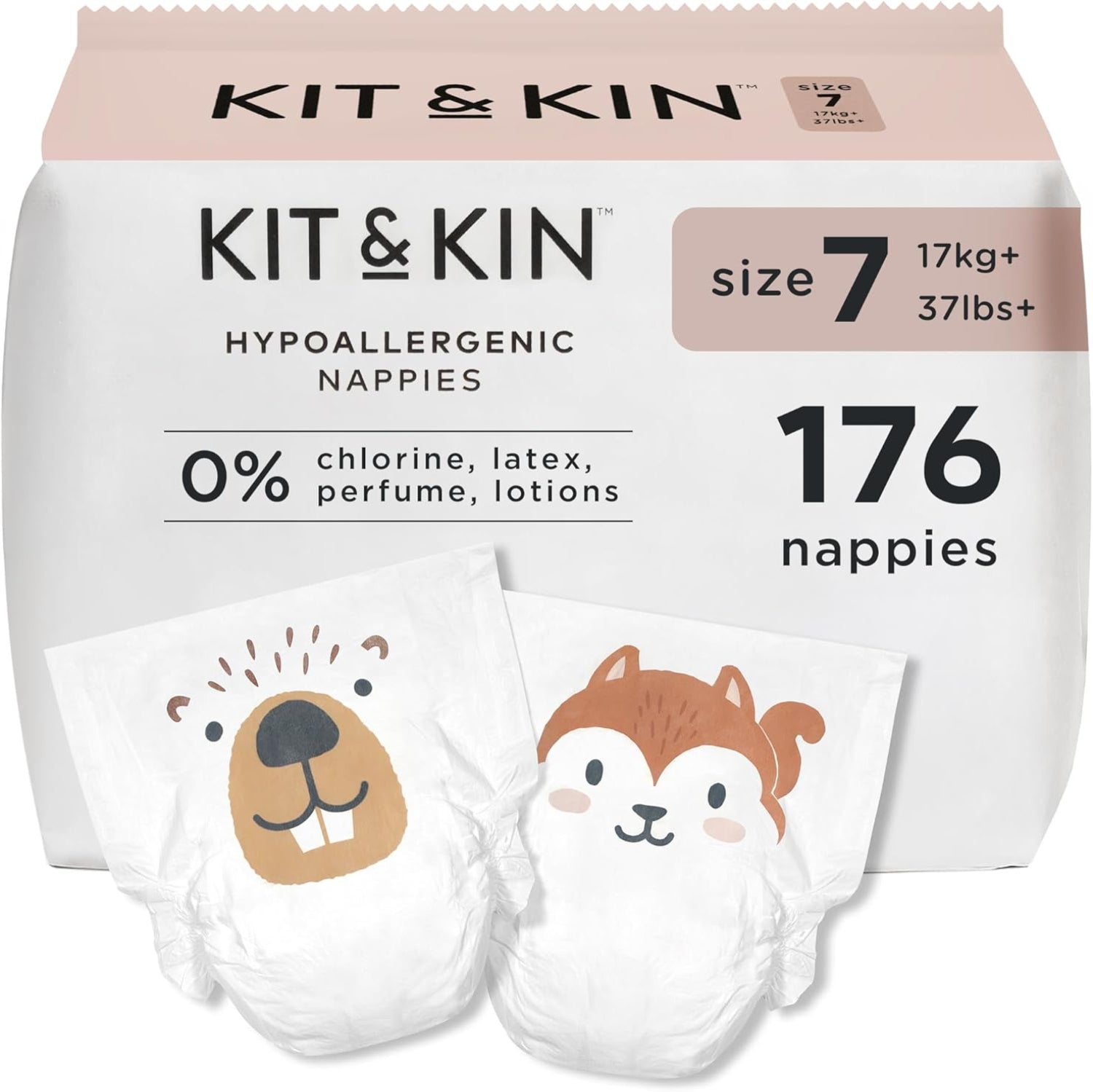 Kit & Kin Premium Baby Nappies Size 7 (17kg+) - 176 Pack