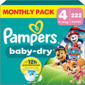 Pampers Baby-Dry Paw Patrol Edition Size 4 - 222 Nappies Monthly Pack (9kg-14kg)