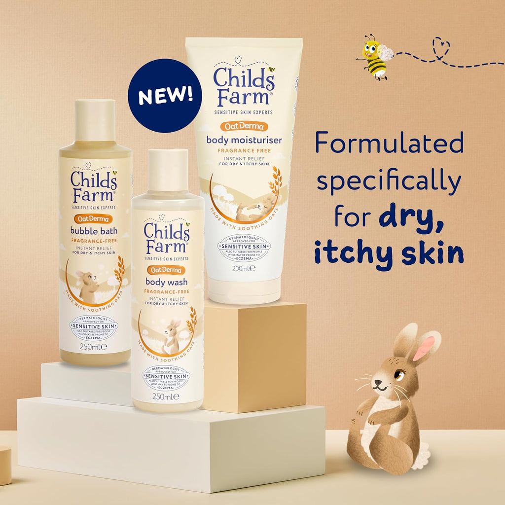Childs Farm OatDerma Regime Bundle - Baby Bubble Bath, Body Wash & Body Moisturiser