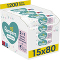 Pampers Sensitive Baby Wipes, 1200 Count (15 Packs), Unscented