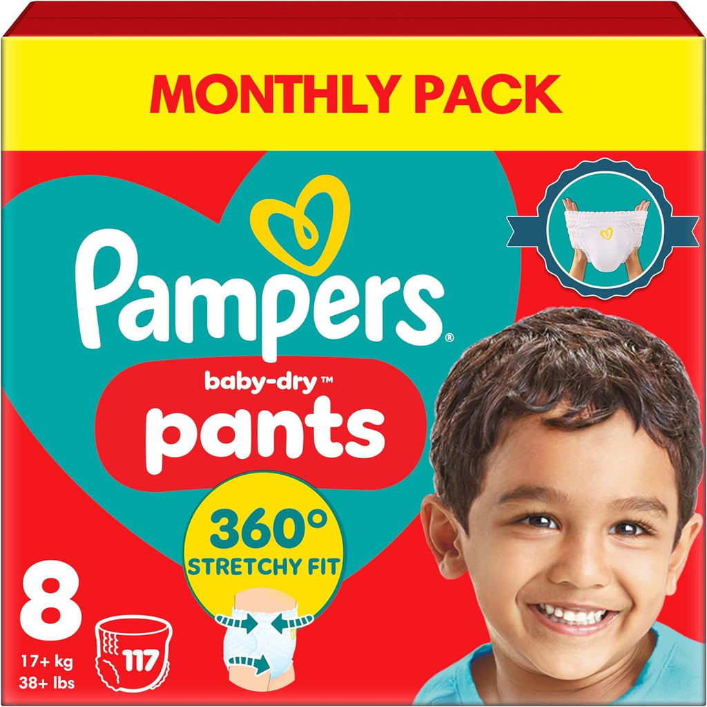 Pampers Baby-Dry Nappy Pants Size 8 (17kg+) - 117 Pack