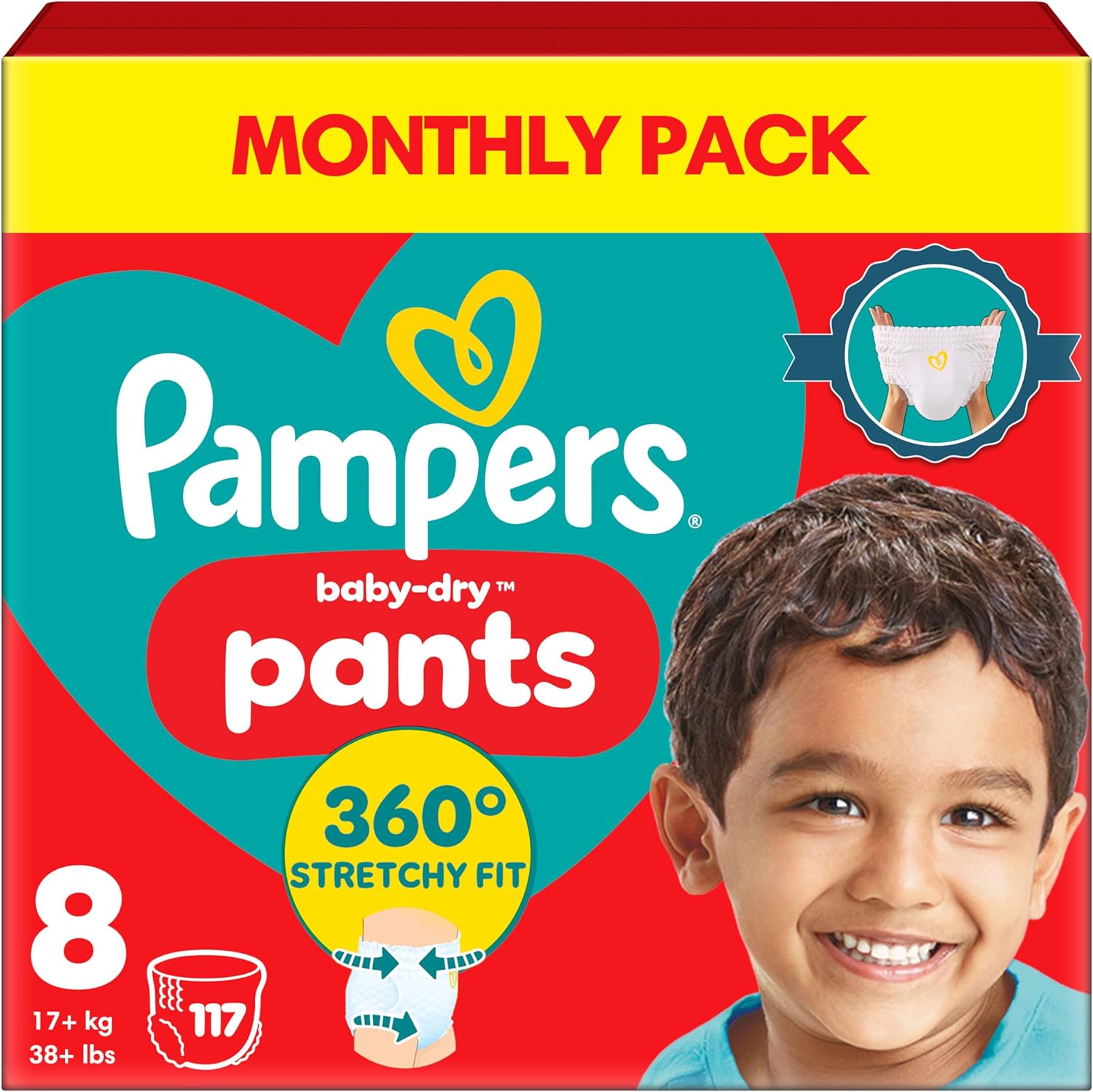Pampers Baby-Dry Nappy Pants Size 8 (17kg+) - 117 Pack