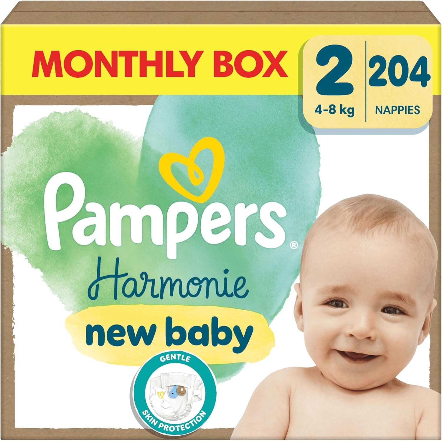 Pampers Harmonie Nappies Size 2 - 204 Nappies Monthly Pack (4kg-8kg)