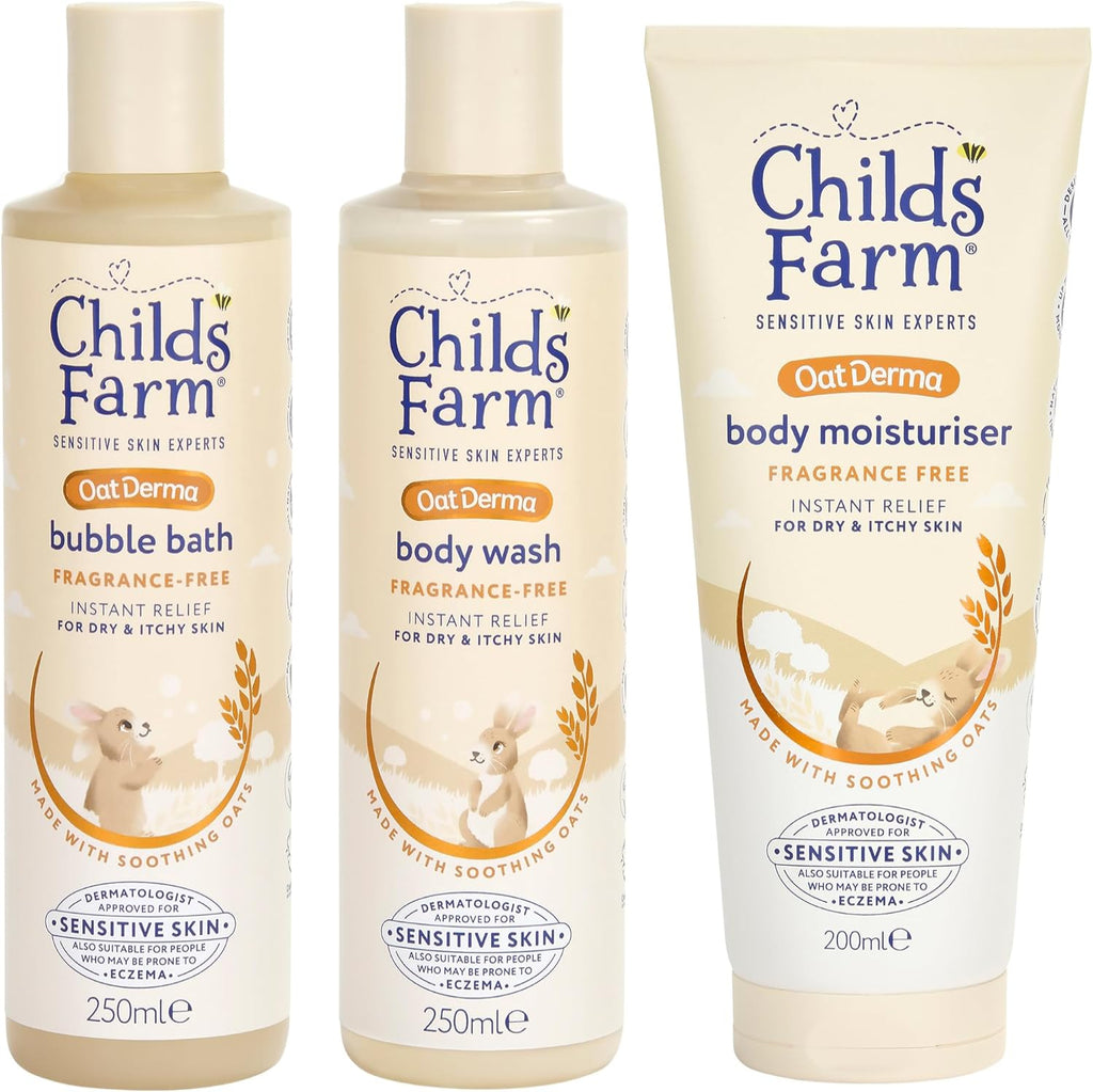Childs Farm OatDerma Regime Bundle - Baby Bubble Bath, Body Wash & Body Moisturiser
