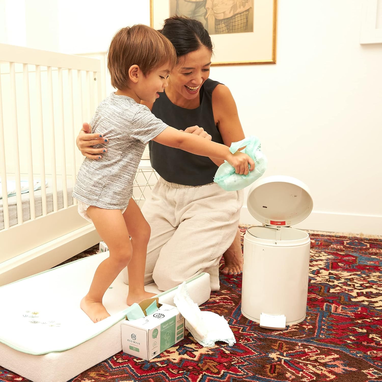ECO WAVE 100% Biodegradable and Compostable Nappy Bags, 200 Fragrance Free Bags