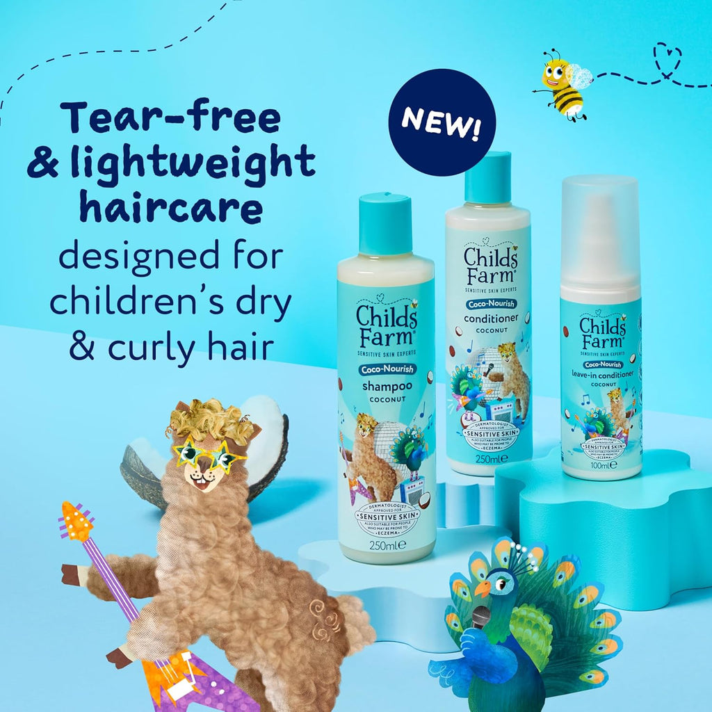 Childs Farm Kids Coco-Nourish Hair Regime Bundle - Shampoo, Conditioner & Leave-in Spray, 3 Pack
